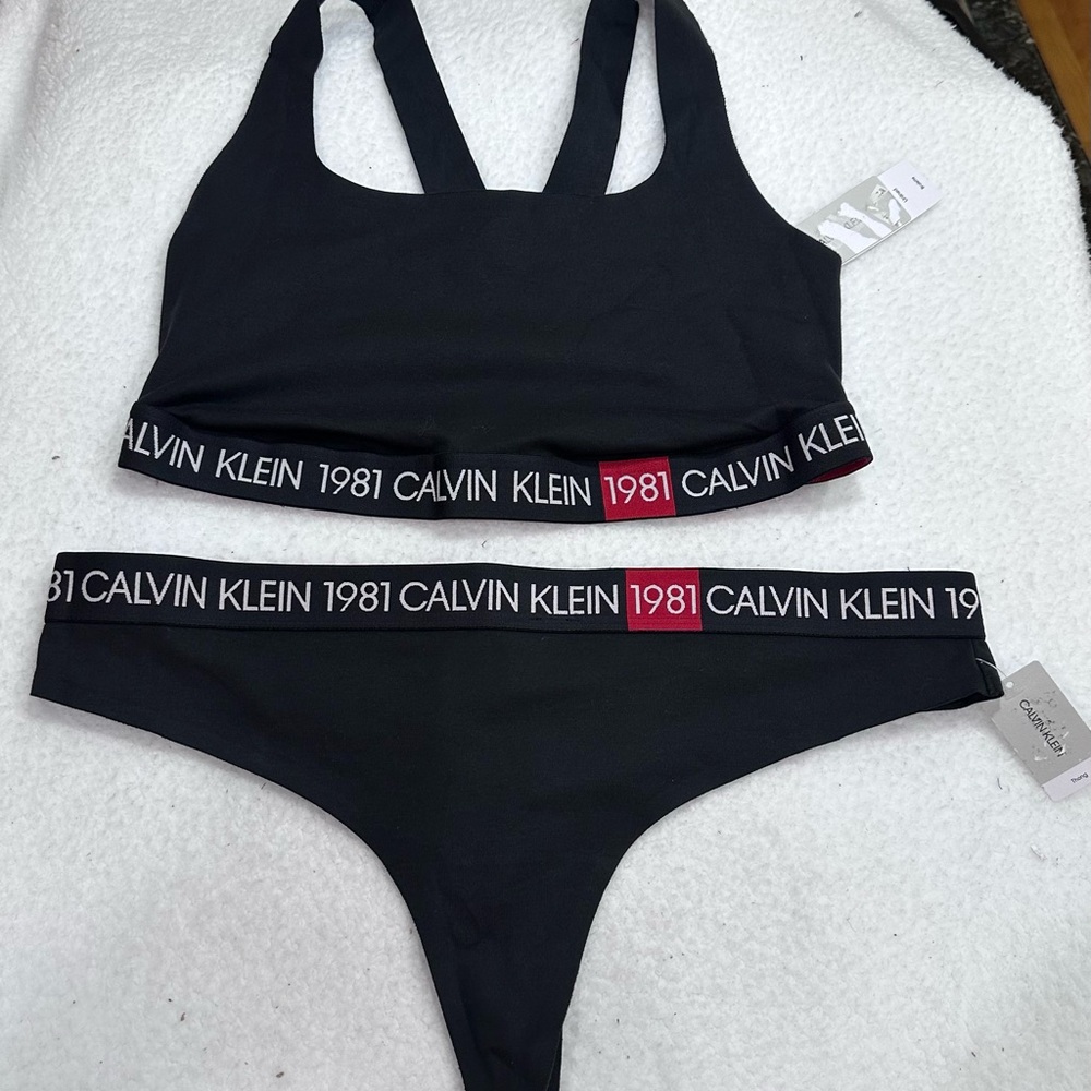 Black Calvin Klein Bralette And Panty Set